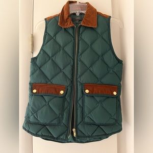 J Crew Green Excursion Vest w/ Corduroy Trim | XXS